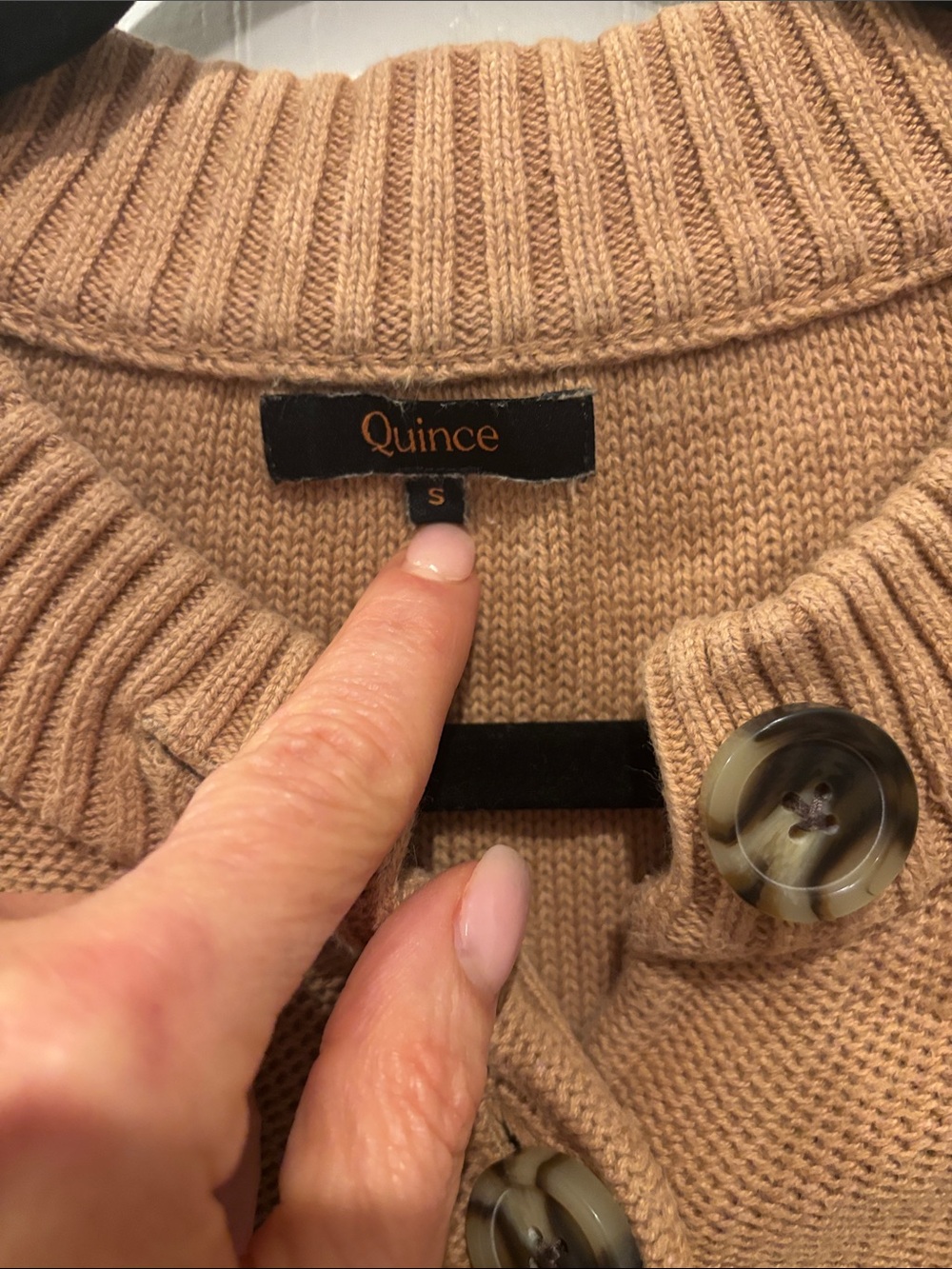 Quince Women’s Cropped Organic 100% Cotton Cardigan — Camel - Picture 3 of 4